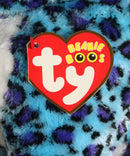 Ty Beanie Boos - Lizzie the Blue Leopard, Large (16"), Glitter Eyes, Claire's Exclusive