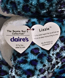 Ty Beanie Boos - Lizzie the Blue Leopard, Large (16"), Glitter Eyes, Claire's Exclusive