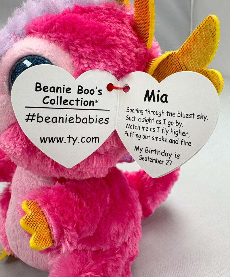 Ty Beanie Boos - Mia the Pink Dragon, Glitter Eyes