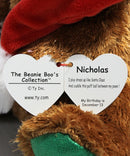 Ty Beanie Boos - Nicholas the Christmas Teddy Bear, Medium (10.5"), Glitter Eyes