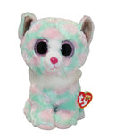 Ty Beanie Boos - Opal the Pink and Green Cat, Medium (9"), Glitter Eyes
