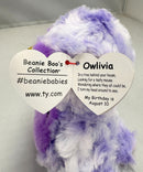 Ty Beanie Boos - Owlivia the Purple Owl, Glitter Eyes