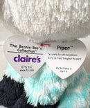 Ty Beanie Boos - Piper the Teal Fox, Medium (10"), Glitter Eyes, Claire's Exclusive