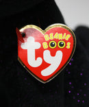 Ty Beanie Boos -  Potion the Black & Purple Cat with a Pumpkin, Medium (9.75"), Glitter Eyes
