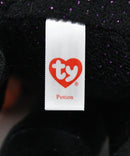 Ty Beanie Boos -  Potion the Black & Purple Cat with a Pumpkin, Medium (9.75"), Glitter Eyes