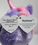 Ty Beanie Boos- Rainbow the Purple Unicorn, Glitter Eyes