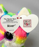 Ty Beanie Boos - River the Rainbow Wolf, (7"), Glitter Eyes, Great Wolf Lodge