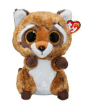 Ty Beanie Boos - Rusty the Raccoon, Medium (8"), Glitter Eyes