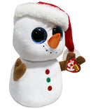Ty Beanie Boos - Scoop the Snowman With a Christmas Hat, Medium (9.5"), Glitter Eyes