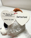 Ty Beanie Boos - Switzerland the White Teddy Bear, (6"), Glitter Eyes, Europe