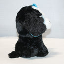 Ty Beanie Boos - Tracey the Black & White Dog (Blue Bow), Medium (8"), Glitter Eyes