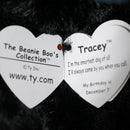 Ty Beanie Boos - Tracey the Black & White Dog (Blue Bow), Medium (8"), Glitter Eyes