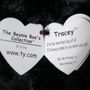 Ty Beanie Boos - Tracey the Black & White Dog (Blue Bow), Medium (8"), Glitter Eyes