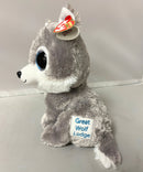 Ty Beanie Boos - Warrior the Gray Wolf, Medium (10"), Glitter Eyes, Great Wolf Lodge