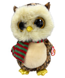 Ty Beanie Boos - Wise the Owl, Medium (9"), Glitter Eyes