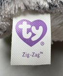 Ty Beanie Boos - Zig-Zag the White Zebra, (7"), Solid Eyes