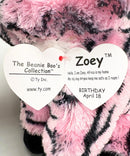 Ty Beanie Boos - Zoey the Zebra, Medium, Glitter Eyes