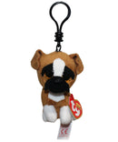 Ty Beanie Boos (Plastic Key Clip) - Brutus the Black & Brown Dog, Glitter Eyes