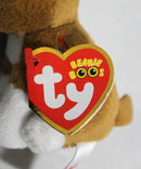 Ty Beanie Boos (Plastic Key Clip) - Brutus the Black & Brown Dog, Glitter Eyes