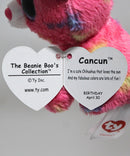 Ty Beanie Boos (Plastic Key Clip) - Cancun the Hot Pink Tie-Dye Chihuahua, Glitter Eyes