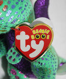 Ty Beanie Boos (Plastic Key Clip) - Cinder the Green Dragon, Glitter Eyes