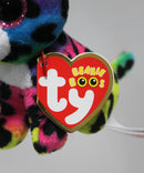 Ty Beanie Boos (Plastic Key Clip) - Dotty the Rainbow Leopard, Glitter Eyes