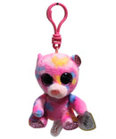 Ty Beanie Boos (Plastic Key Clip) - Franky the Pink Tie-Dye Teddy Bear, Glitter Eyes