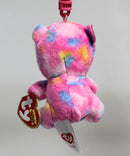 Ty Beanie Boos (Plastic Key Clip) - Franky the Pink Tie-Dye Teddy Bear, Glitter Eyes