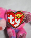 Ty Beanie Boos (Plastic Key Clip) - Franky the Pink Tie-Dye Teddy Bear, Glitter Eyes
