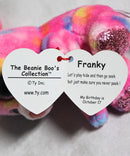 Ty Beanie Boos (Plastic Key Clip) - Franky the Pink Tie-Dye Teddy Bear, Glitter Eyes