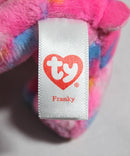 Ty Beanie Boos (Plastic Key Clip) - Franky the Pink Tie-Dye Teddy Bear, Glitter Eyes