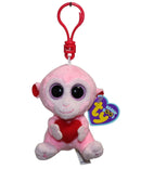 Ty Beanie Boos (Plastic Key Clip) - Julep the Pink Valentine's Monkey, Solid Eyes