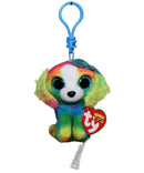 Ty Beanie Boos (Plastic Key Clip) - Lola the Rainbow Dog, Glitter Eyes, Claire's Exclusive
