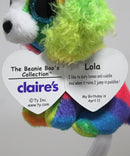 Ty Beanie Boos (Plastic Key Clip) - Lola the Rainbow Dog, Glitter Eyes, Claire's Exclusive