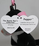 Ty Beanie Boos (Plastic Key Clip) - Pepper the Tuxedo Cat, Solid Eyes
