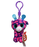 Ty Beanie Boos (Plastic Key Clip) - Sky High the Pink & Purple Giraffe, Glitter Eyes, EU Version