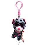 Ty Beanie Boos (Plastic Key Clip) - Tasha the Gray & Pink Leopard, Glitter Eyes