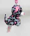 Ty Beanie Boos (Plastic Key Clip) - Tasha the Gray & Pink Leopard, Glitter Eyes