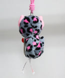 Ty Beanie Boos (Plastic Key Clip) - Tasha the Gray & Pink Leopard, Glitter Eyes