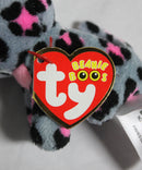 Ty Beanie Boos (Plastic Key Clip) - Tasha the Gray & Pink Leopard, Glitter Eyes