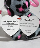 Ty Beanie Boos (Plastic Key Clip) - Tasha the Gray & Pink Leopard, Glitter Eyes