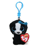 Ty Beanie Boos (Plastic Key Clip) - Tracey the Black & White Dog, Glitter Eyes
