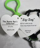 Ty Beanie Boos (Plastic Key Clip) - Zig-Zag the Zebra, Glitter Eyes