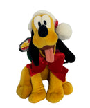 2008 Santa Pluto, Vintage Disney Plush, Mickey Mouse, 9"