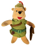 Robin Hood Pooh, Vintage Disney Plush, Red Feather, Winnie the Pooh, 9"