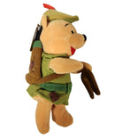 Robin Hood Pooh, Vintage Disney Plush, Red Feather, Winnie the Pooh, 9"
