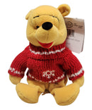 Snowflake Sweater Pooh, Vintage Disney Plush, Winnie the Pooh, 8"