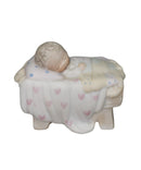 Precious Moments Figurine E-5619, Come Let us Adore Him- Baby Jesus in Manger