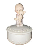 Precious Moments Trinket Box E-9280, Jesus Loves Me Boy with Teddy Bear