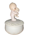 Precious Moments Trinket Box E-9280, Jesus Loves Me Boy with Teddy Bear